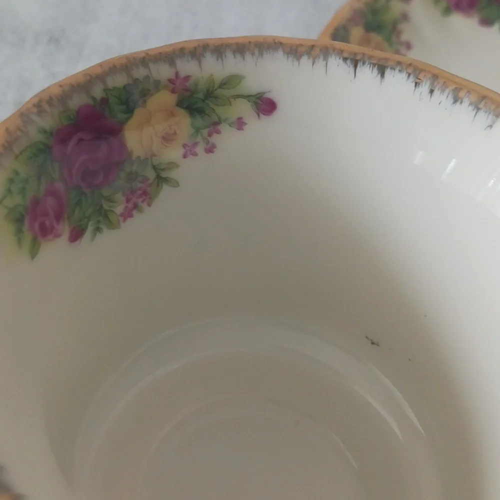 Set of Tea Cup and Saucer Roses Fine Porcelain RUI Handmade in P.R.C Original